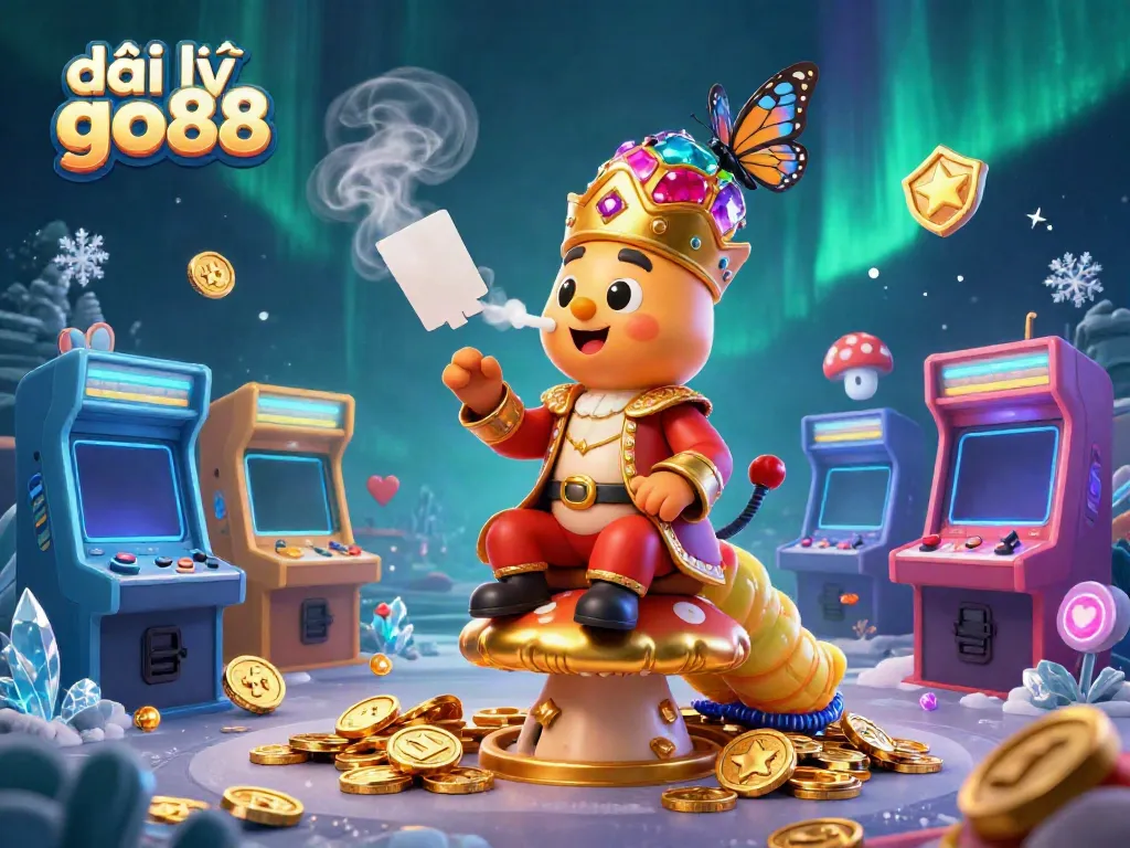 Engage with đại lý go88 for a vibrant 3D cartoon representation of a hookah-master in a dazzling gaming atmosphere.